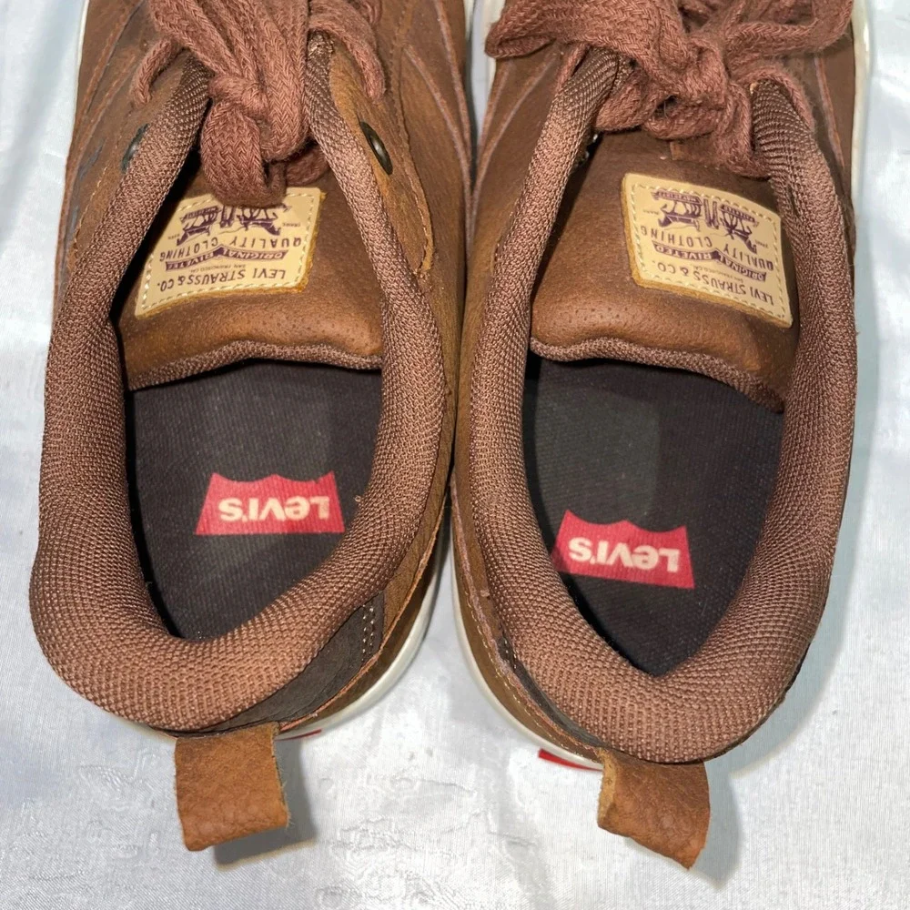 Levis Kids Brown Synthetic Leather Low Top Lace Up Sneakers Size 6 539458-09H1